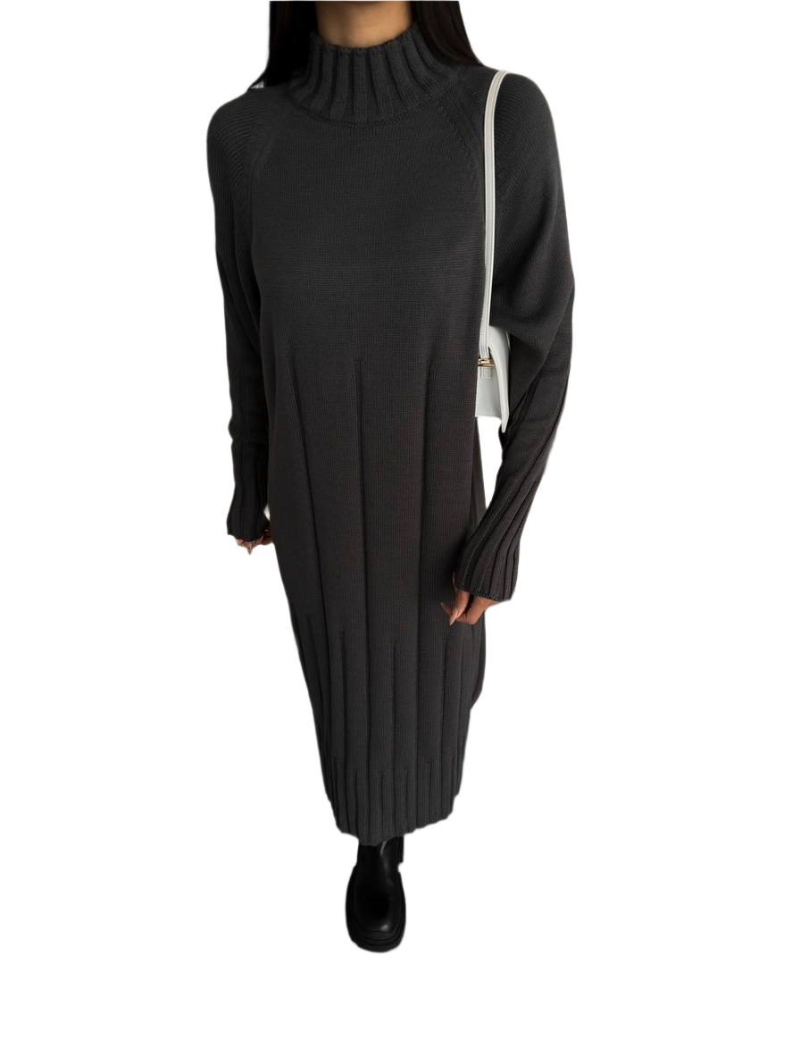 Lux Cotton Merino Cashmere Dress with Dropped Sleeve for Women