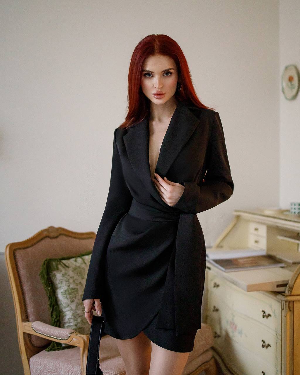 Elegant Women Suit Crepe Diagonal Dress in Multiple Colors