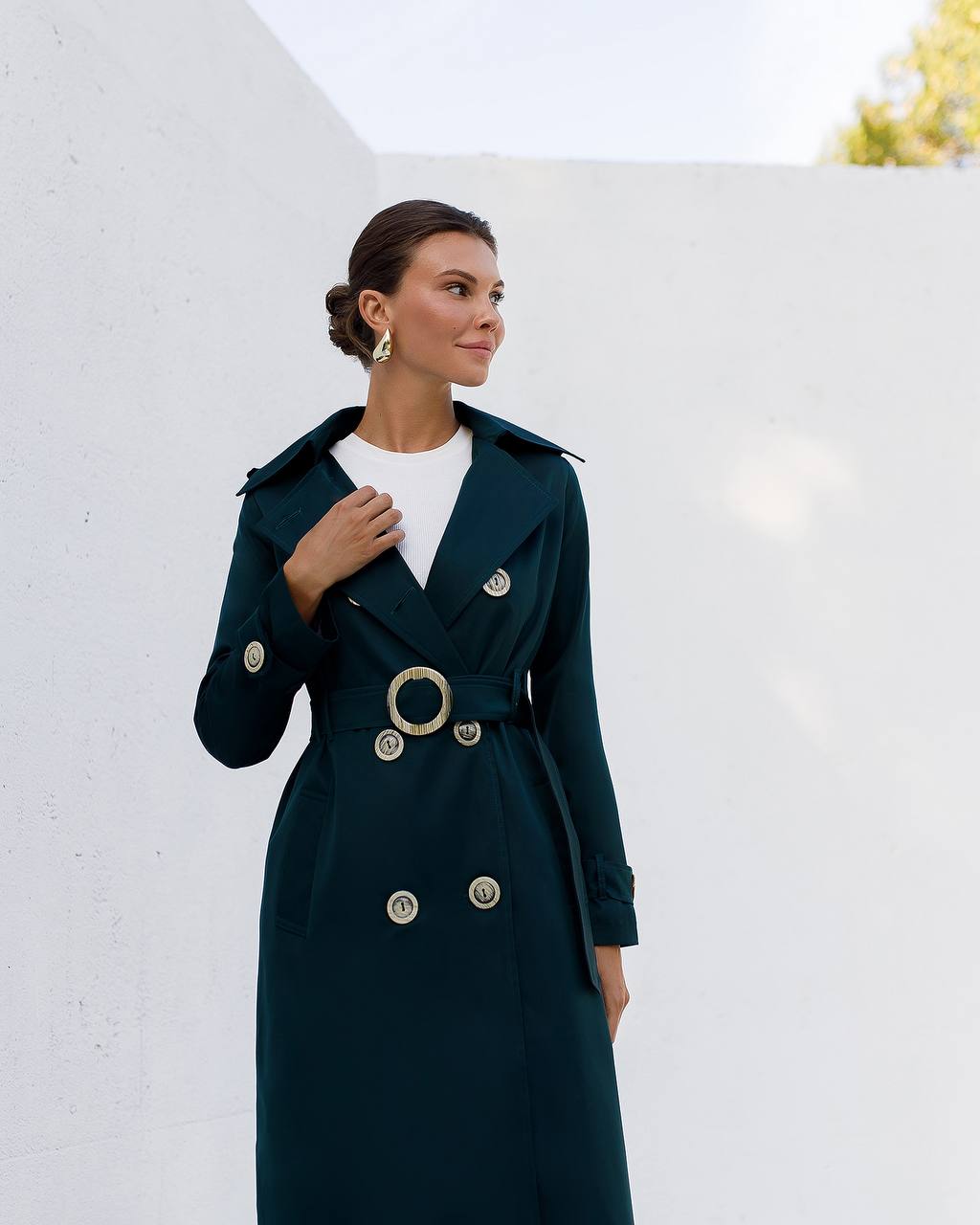 Stylish Cotton Trench Coat for Women with Pockets and Belt Slim Fit Outerwear
