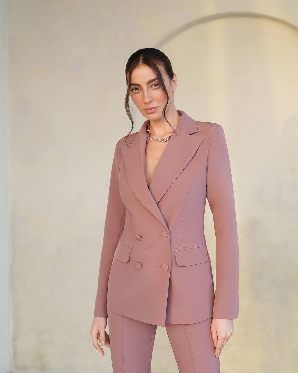 Brown Women Jacket Pants Suit Pantsuit Chic Oficial interview Elegant Cocktail Prom Graduation