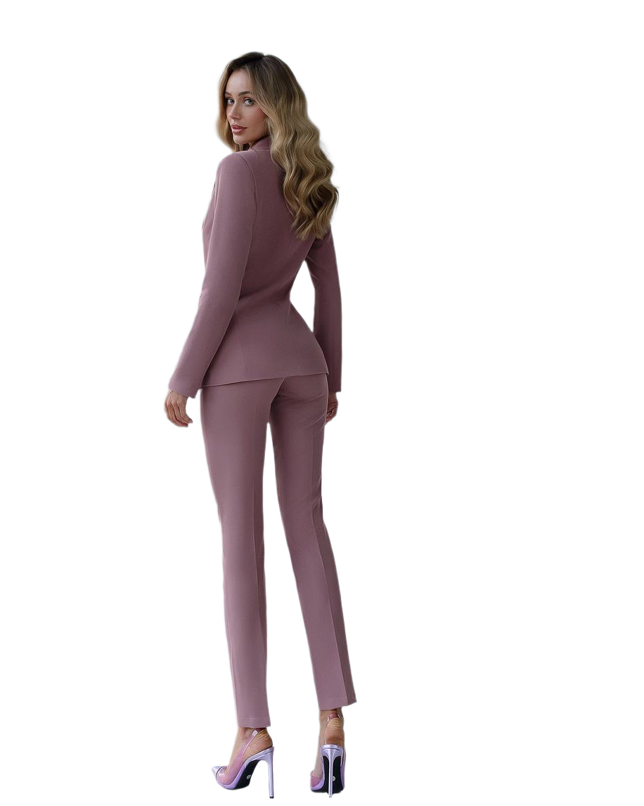 Brown Women Jacket Pants Suit Pantsuit Chic Oficial interview Elegant Cocktail Prom Graduation