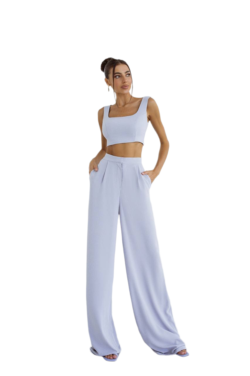 Women Suit Set Powder Color American Crepe Pants and Top