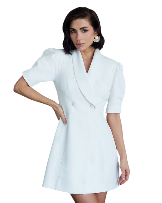 Elegant Women's White Dress Made of Premium Costume Crepe