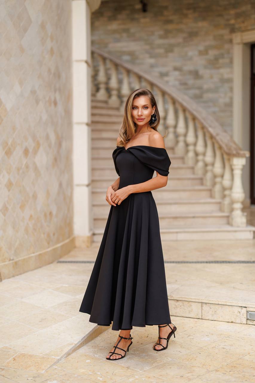 Elegant Off Shoulder Diagonal Crepe Dress for Women