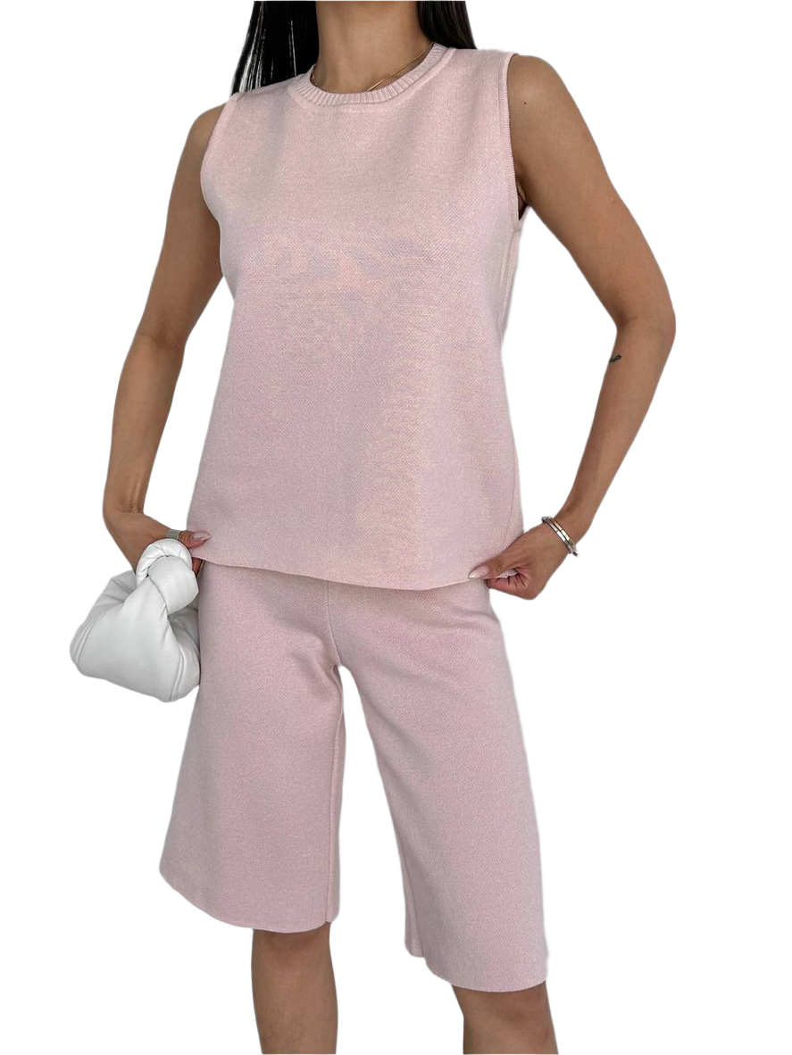 Women's Sleeveless Suit Top Pink Soft Knit