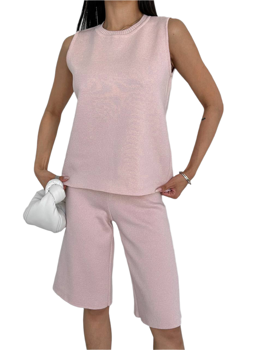 Women's Sleeveless Suit Top Pink Soft Knit