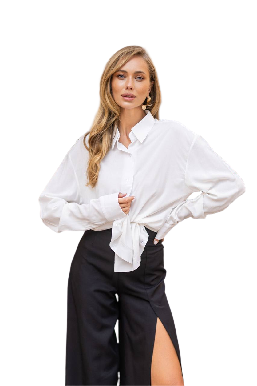 Casual Milk White Boyfriend Shirt for Women