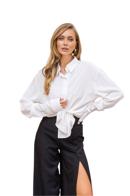 Casual Milk White Boyfriend Shirt for Women