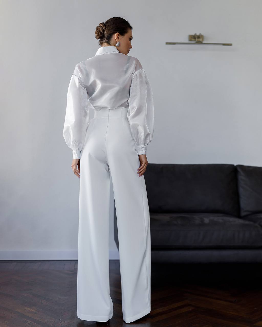 Premium Crepe Diagonal Suiting Pants with Corset Waistband for Women