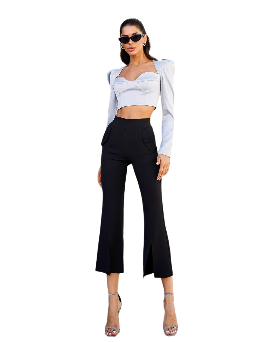 Premium Diagonal Suiting Crepe Culotte Trousers for Women