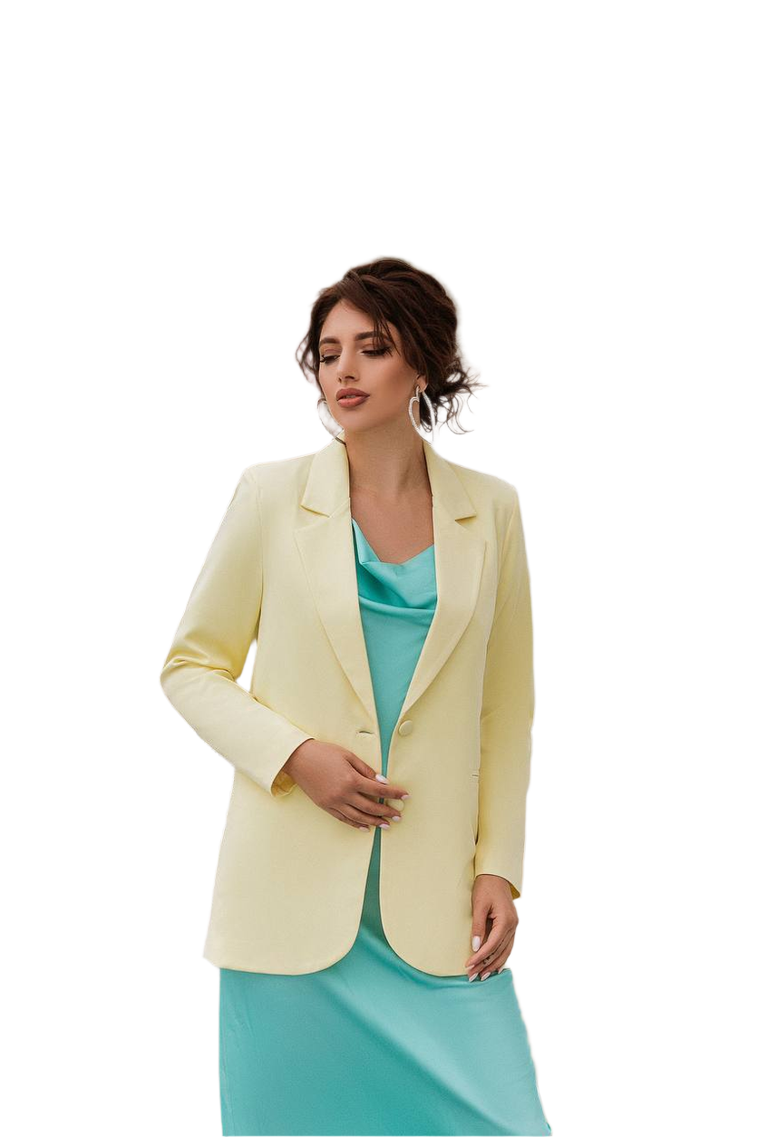 Yellow Women's Elegant Diagonal Suiting Crepe Jacket Fully Lined