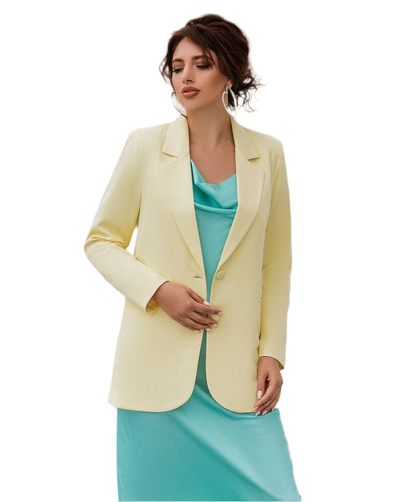 Yellow Women's Elegant Diagonal Suiting Crepe Jacket Fully Lined