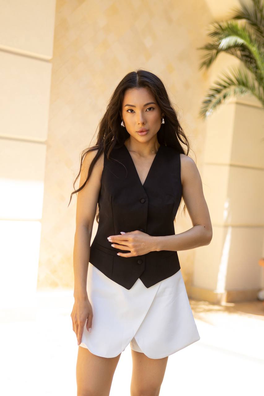 Milk Crepe Diagonal Skort Wrap Skirt Shorts