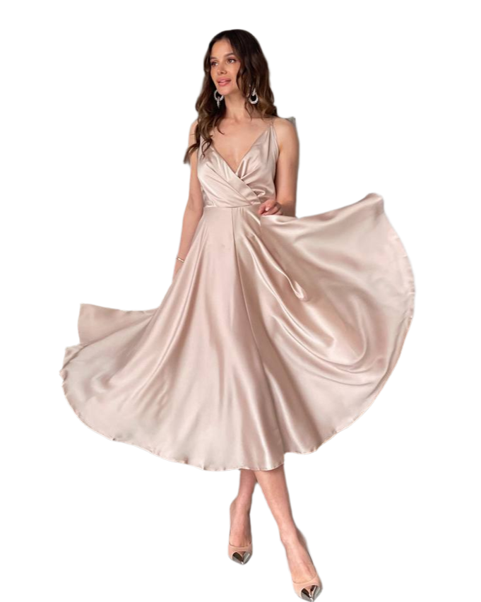 Esmeralda Women's Satin Sun Dress with Adjustable Straps