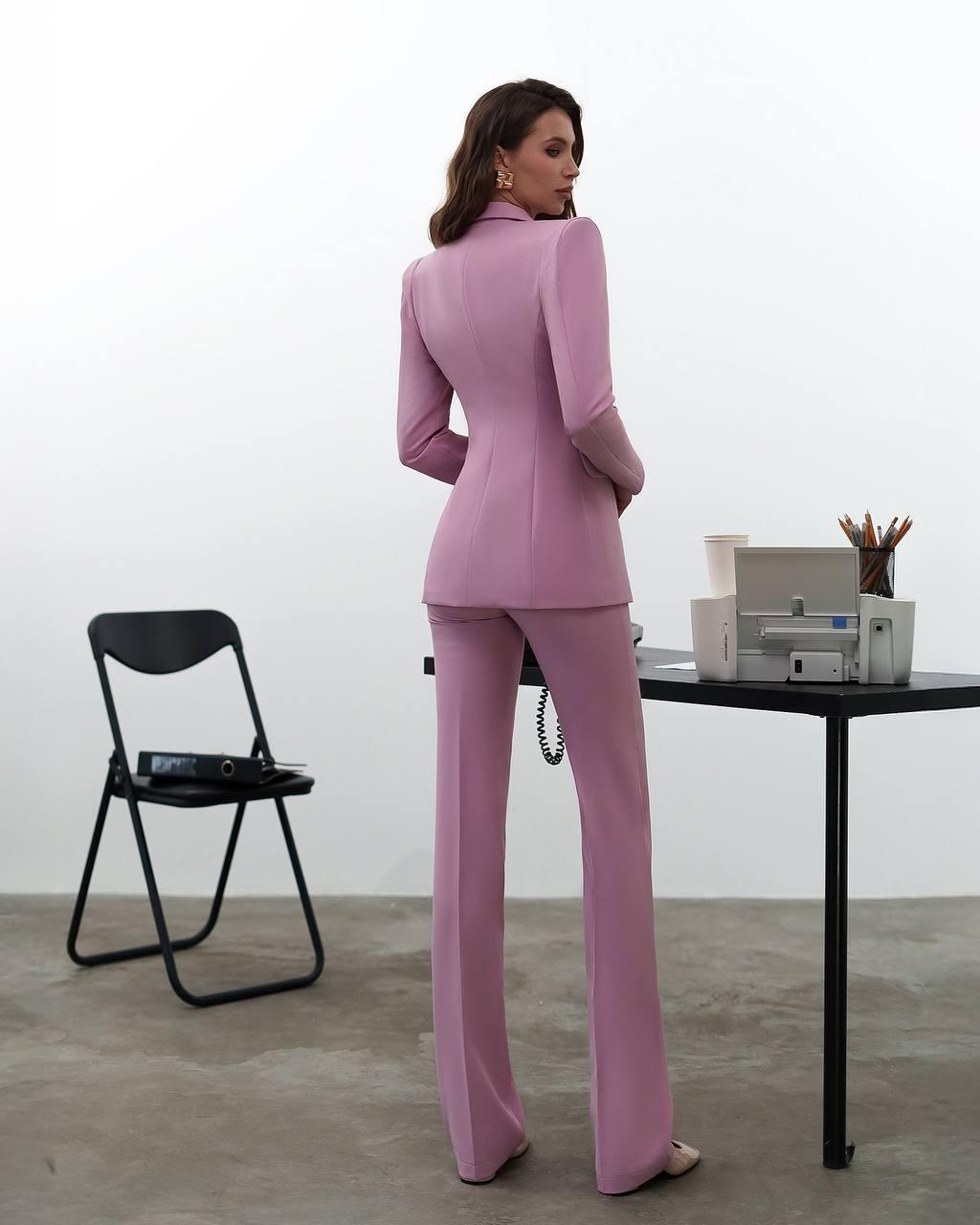 Womens Premium Crepe Diagonale Suit Blazer and Pants in Pink Black Red Blue and Milk