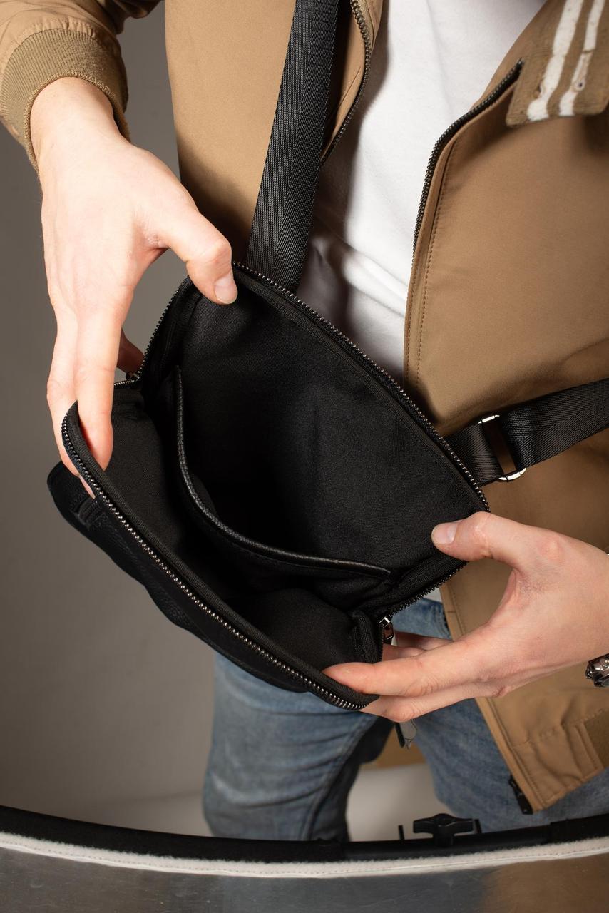 Handmade Genuine Leather Messenger Bag Black Mens Shoulder Bag Crocodile Embossed Gift for Him