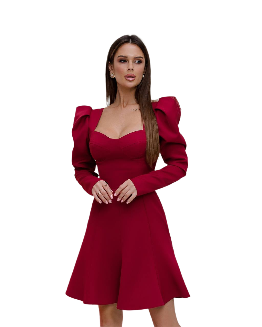 Elegant Burgundy Diagonal Suiting Crepe Dress for Women