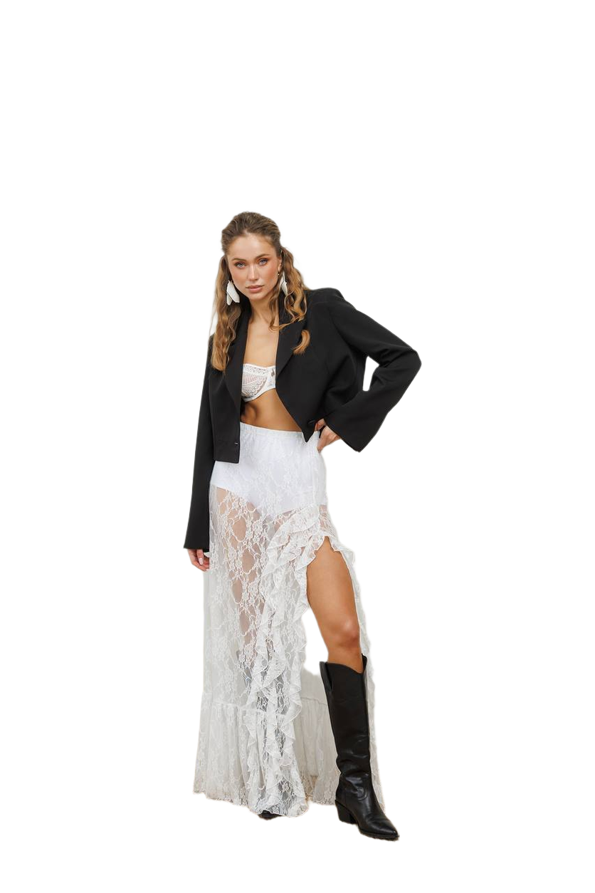 Women Skirt and Shorts Set Guipure Knitwear Micro Diving
