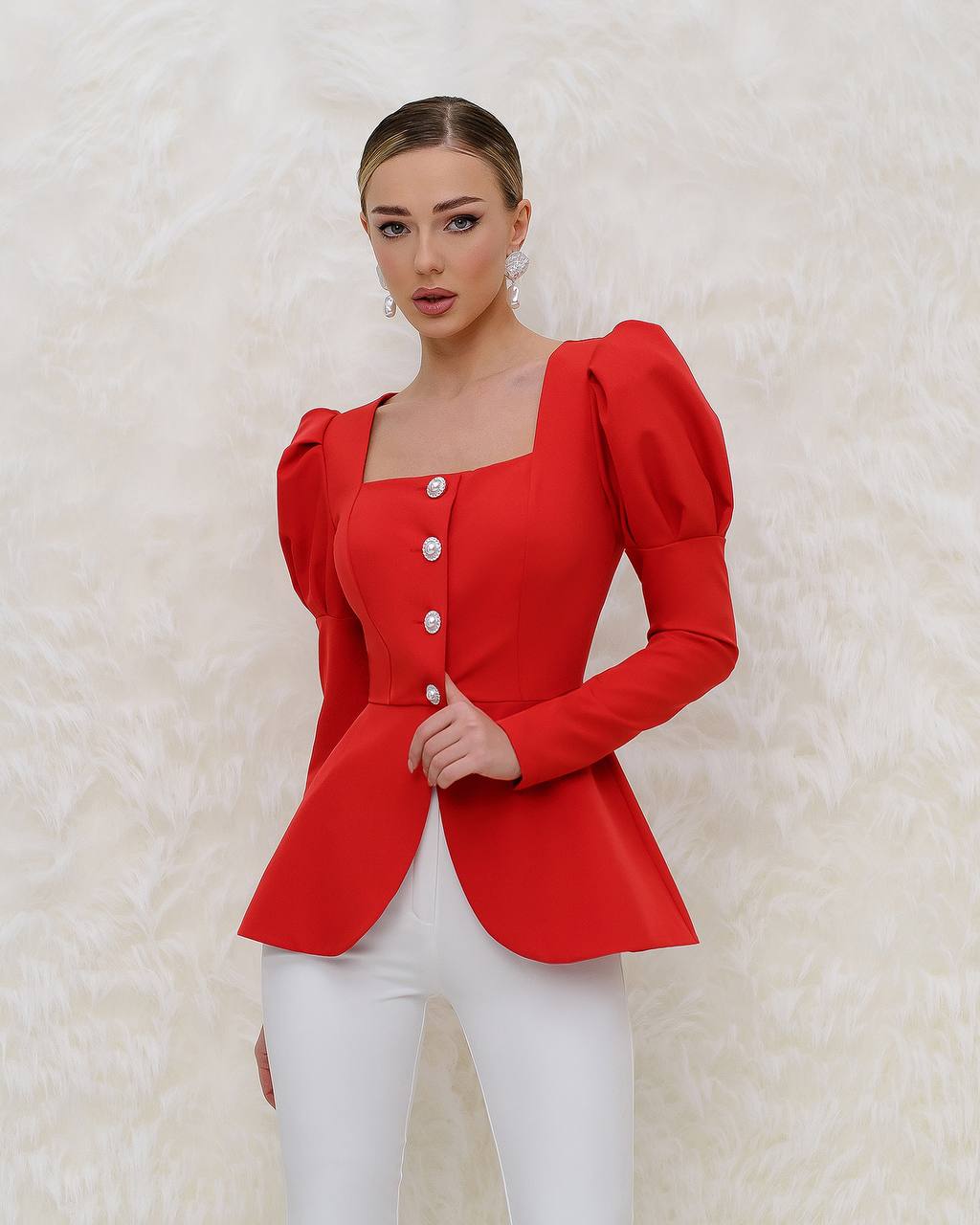 Women's Blouse-Jacket Without Lining in Premium Crepe Fabric