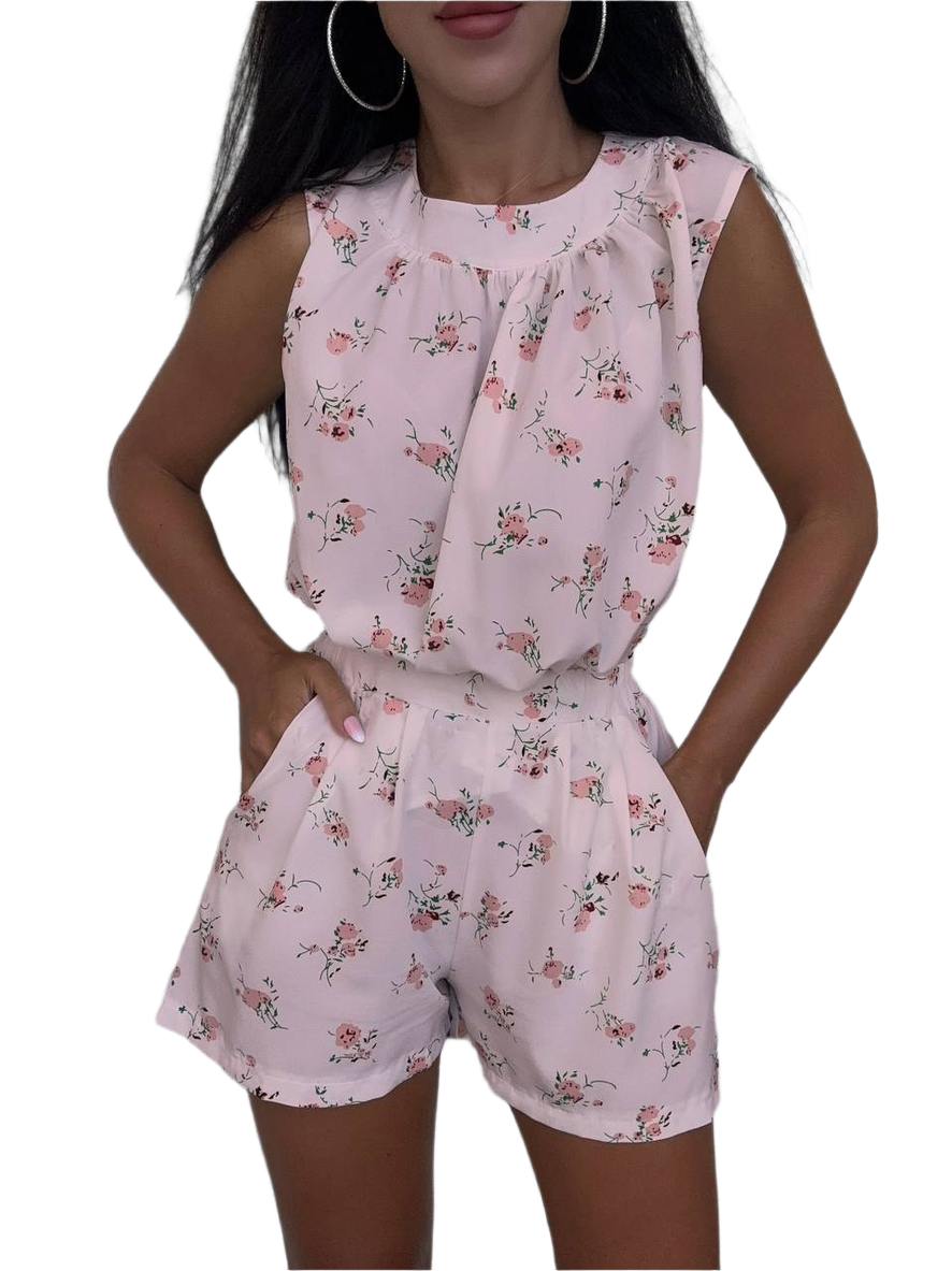 Soft Fabric Women's Set Loose Blouse and Elastic Waist Shorts with Pockets