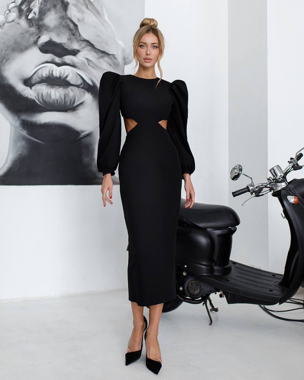 Elegant Women's Midi Dress Premium Suit Diagonal Fabric
