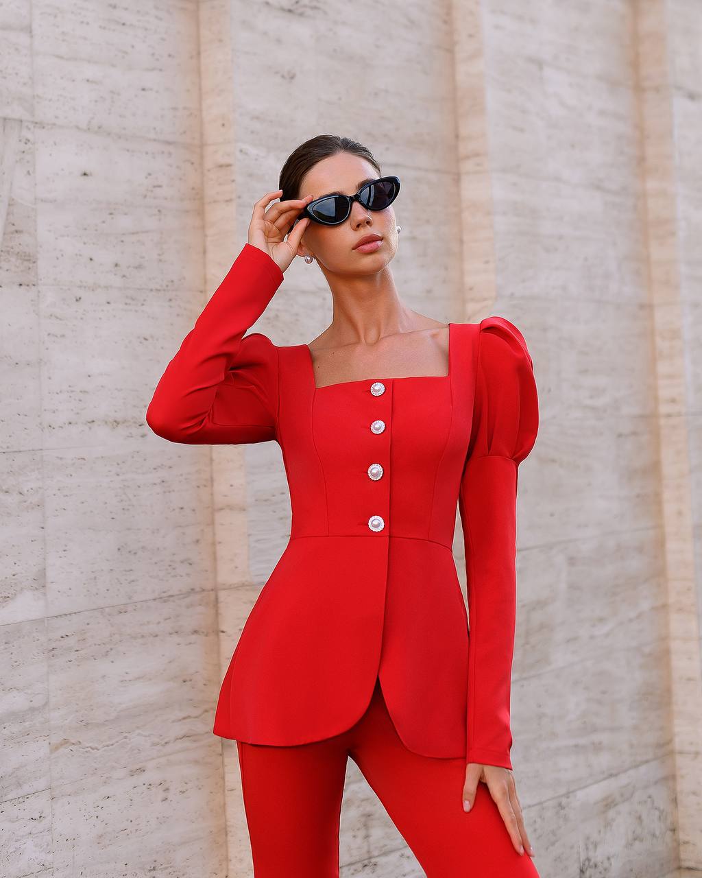 Women's Blouse-Jacket Without Lining in Premium Crepe Fabric