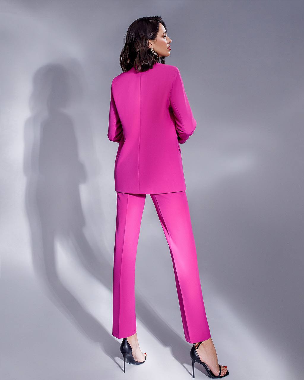 Luxury Diagonal Crepe Women's Suit in Violet with Tailored Jacket and Pants