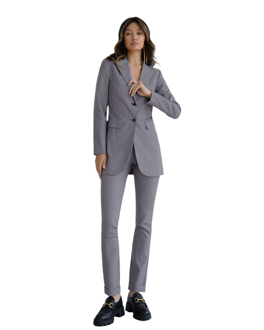 Womens Houndstooth Pattern Brown Purple Suit Jacket and Pants