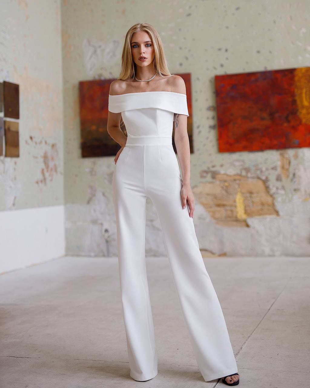Elegant White Off Shoulder Jumpsuit for Women
