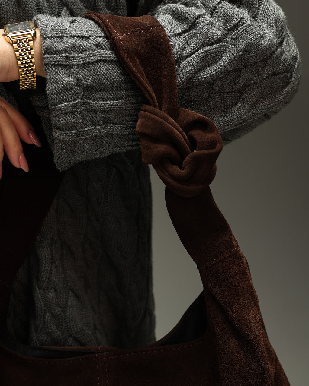 Handmade Chocolate Suede Hobo Bag Natural Suede Shoulder Bag Gift For Her