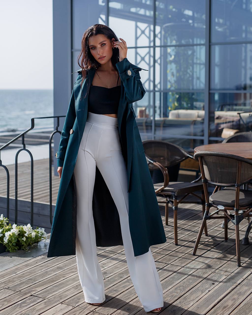Stylish Cotton Trench Coat for Women with Pockets and Belt Slim Fit Outerwear