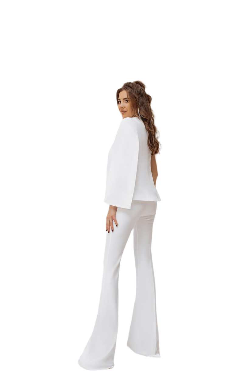 Womens Diagonal Crepe Suit White Elegant Fashion