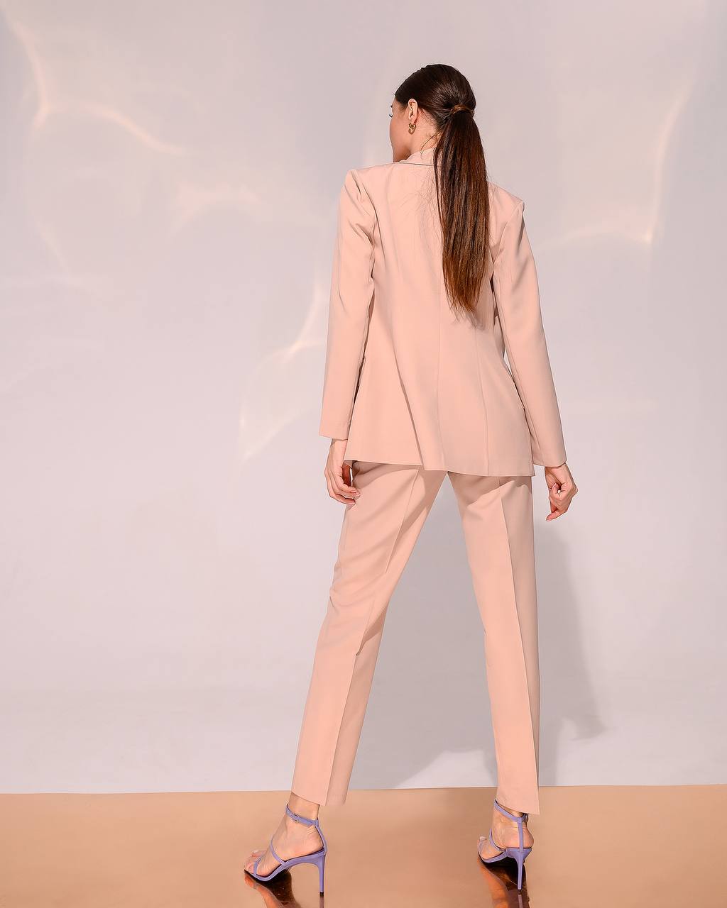 3 Pieces Women Prom Bridal Wedding Cocktail Suit Set Pantsuit Trousers Jacket Pants Top Bra Beige