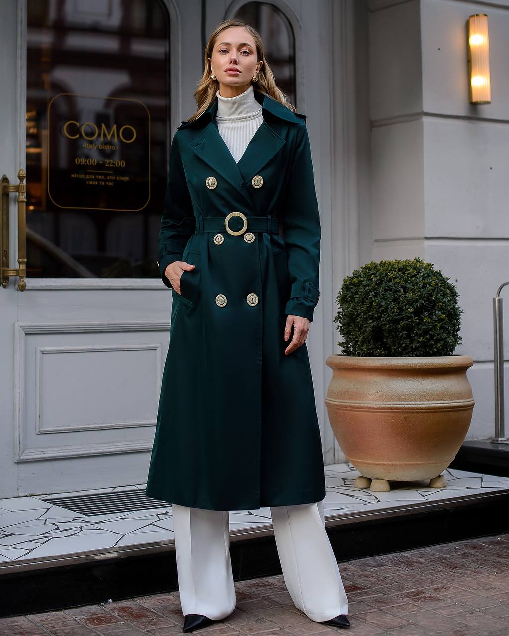 Stylish Cotton Trench Coat for Women with Pockets and Belt Slim Fit Outerwear