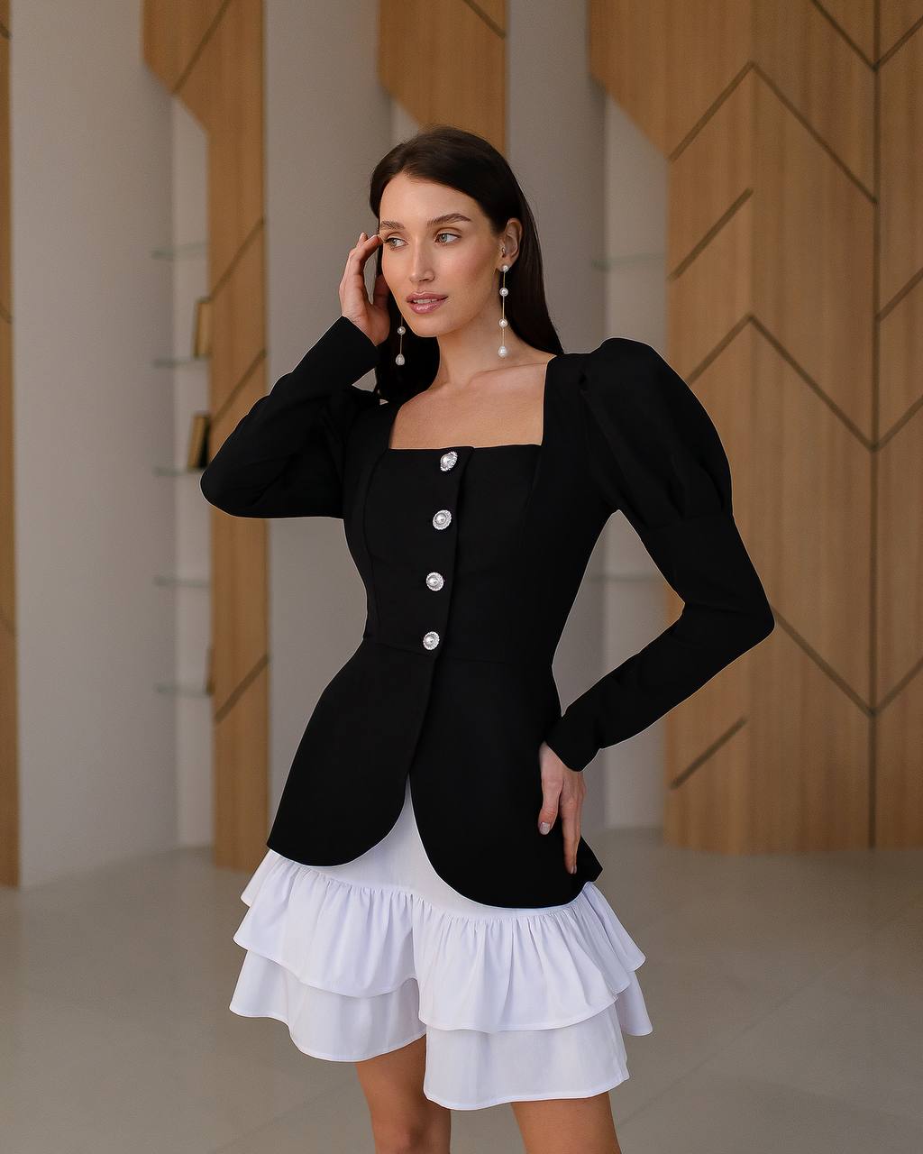 Womens Blouse-Jacket Without Lining Premium Suit Crepe-Diagonal