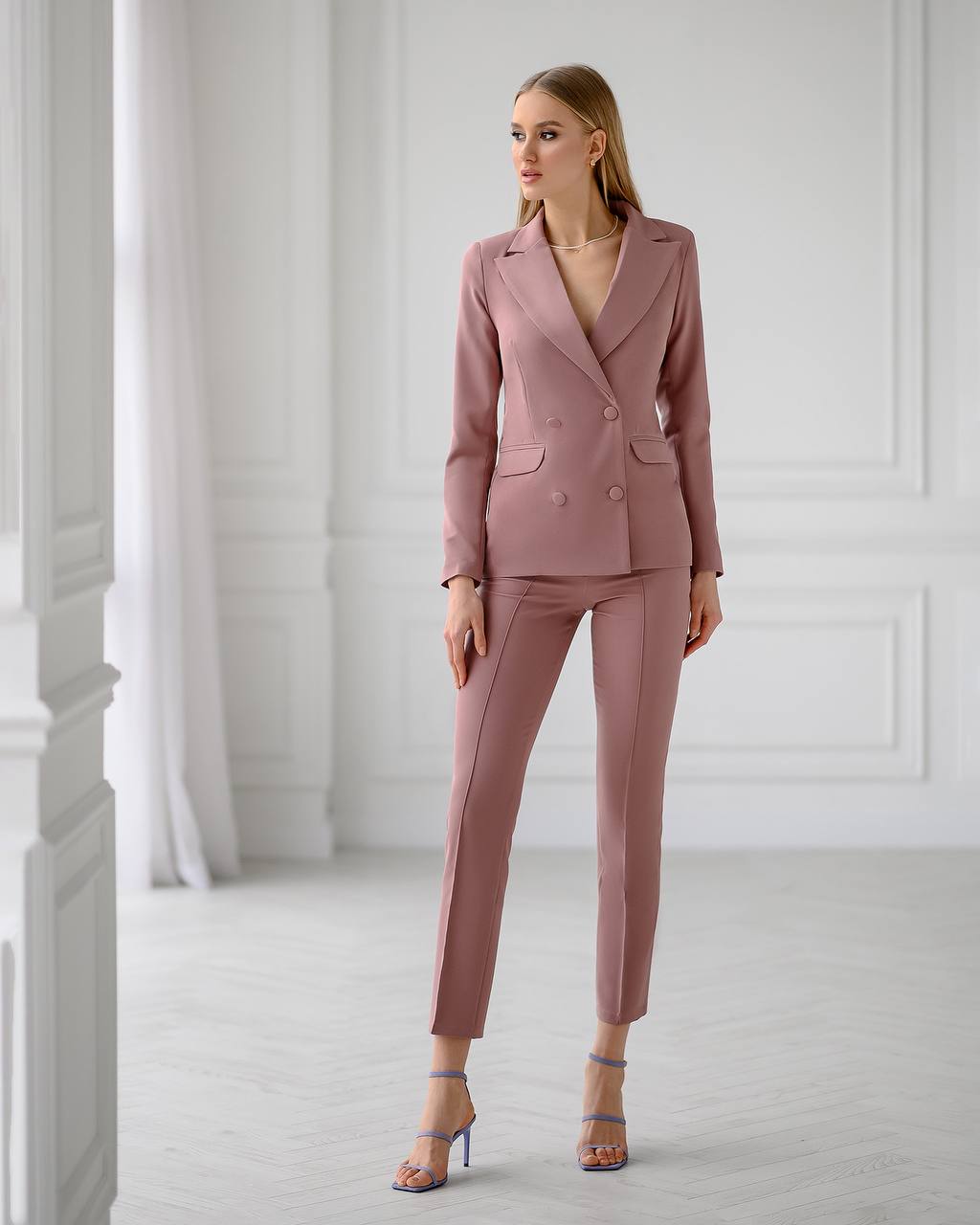 Brown Women Jacket Pants Suit Pantsuit Chic Oficial interview Elegant Cocktail Prom Graduation