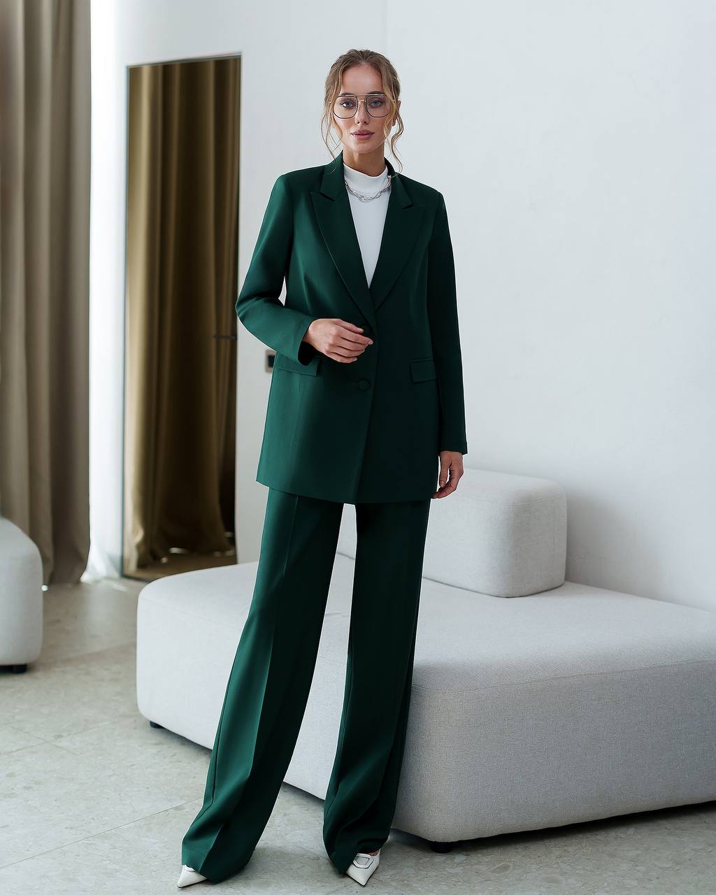 Womens Polished Tiar and Lux Fabric Suit in Green