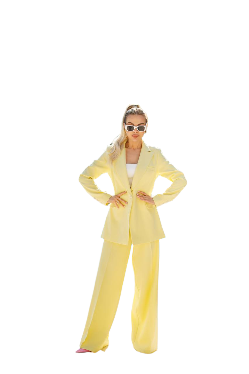 Premium Quality Women's Diagonal Crepe Suit in Lemon Yellow