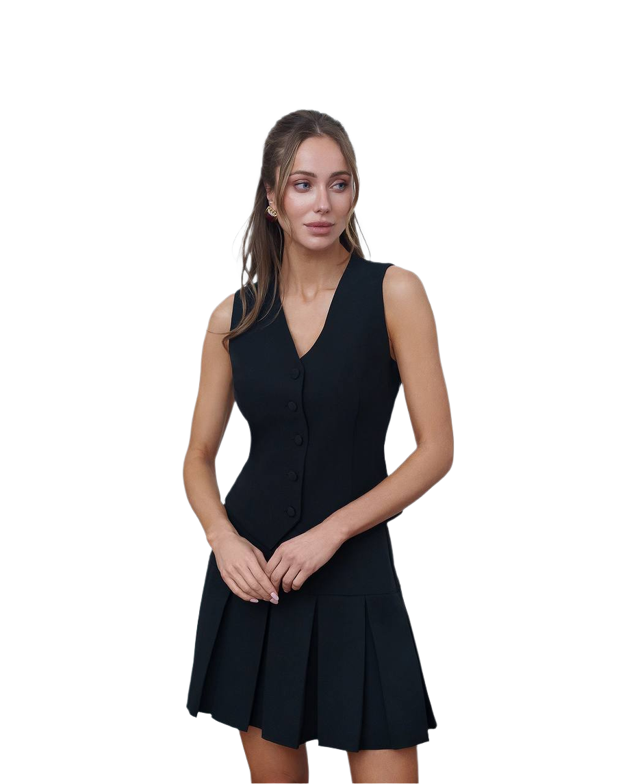 Black Premium Crepe Diagonal Mini Skirt for Women