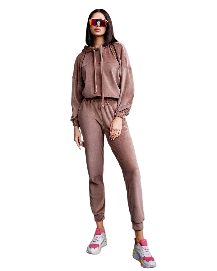 Cozy Velvet Hooded Suit for Women - Elegant Loungewear Ensemble
