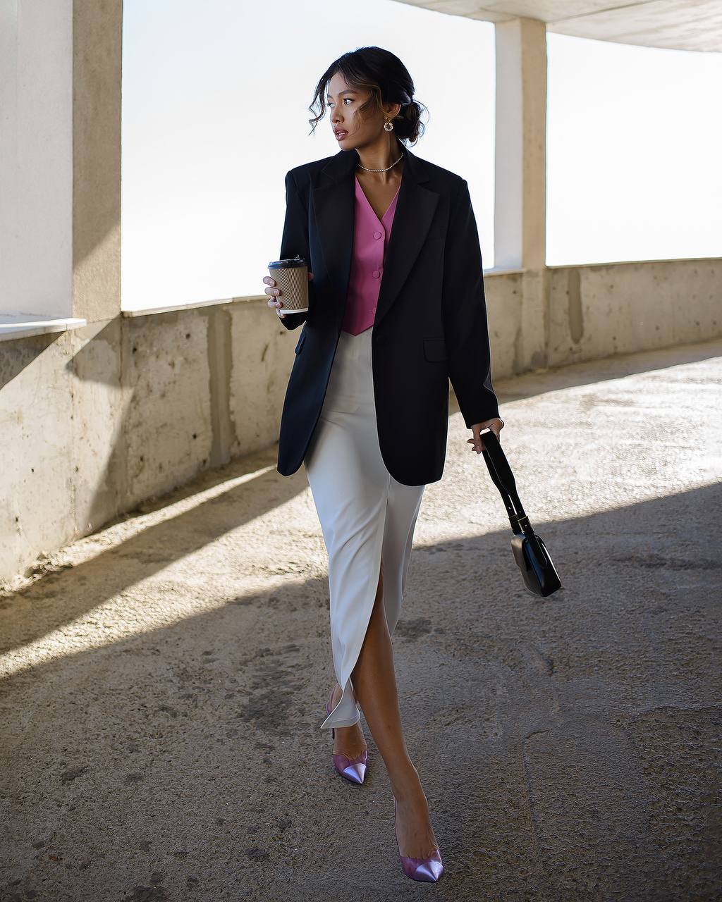 Oversize Black Blazer for Women Premium Suiting Crepe
