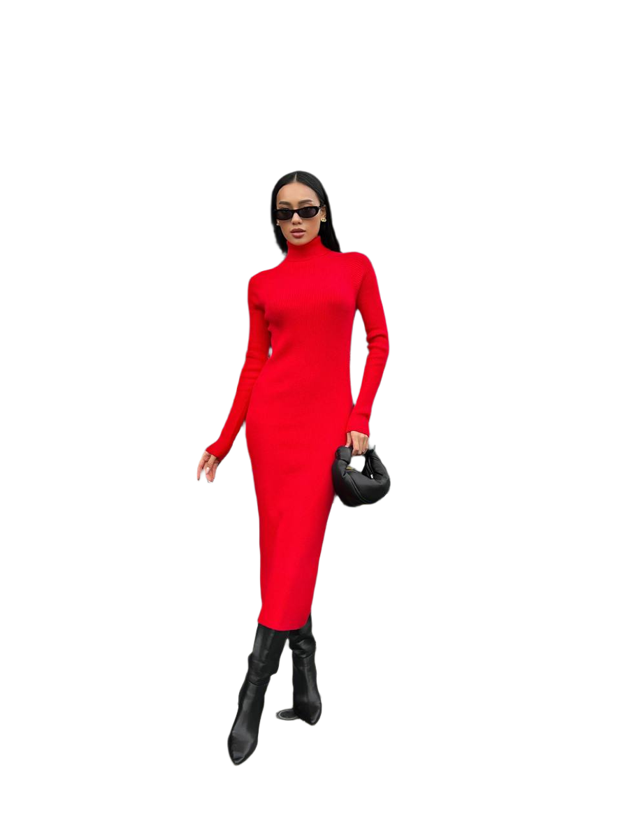 Seamless Midi Knitted Dress for Women with Stretch Fit