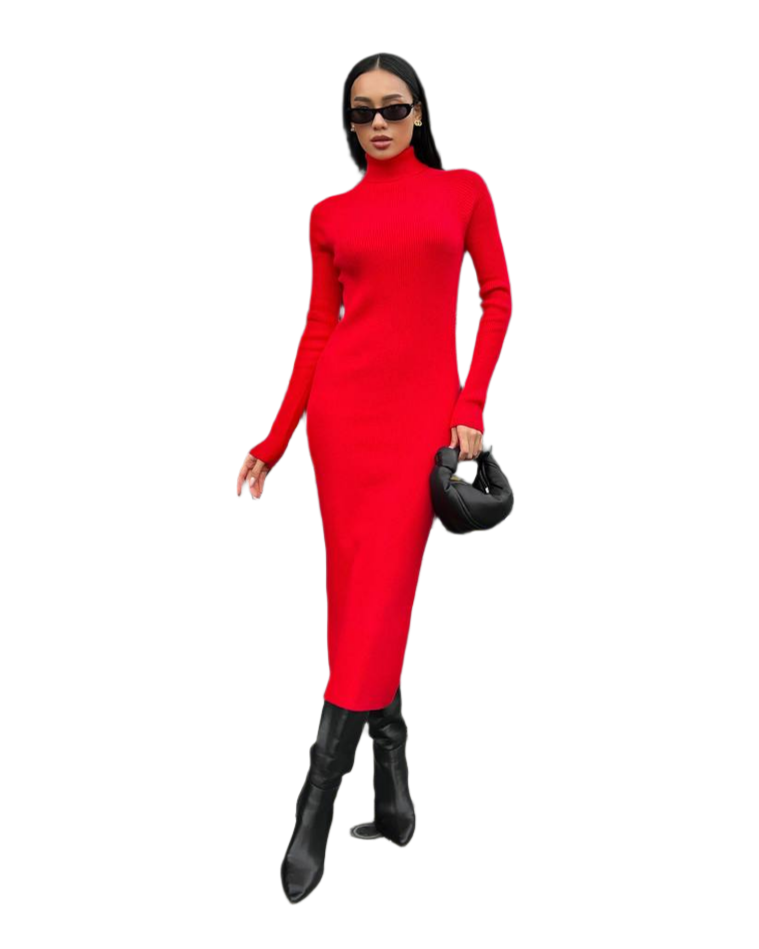 Seamless Midi Knitted Dress for Women with Stretch Fit