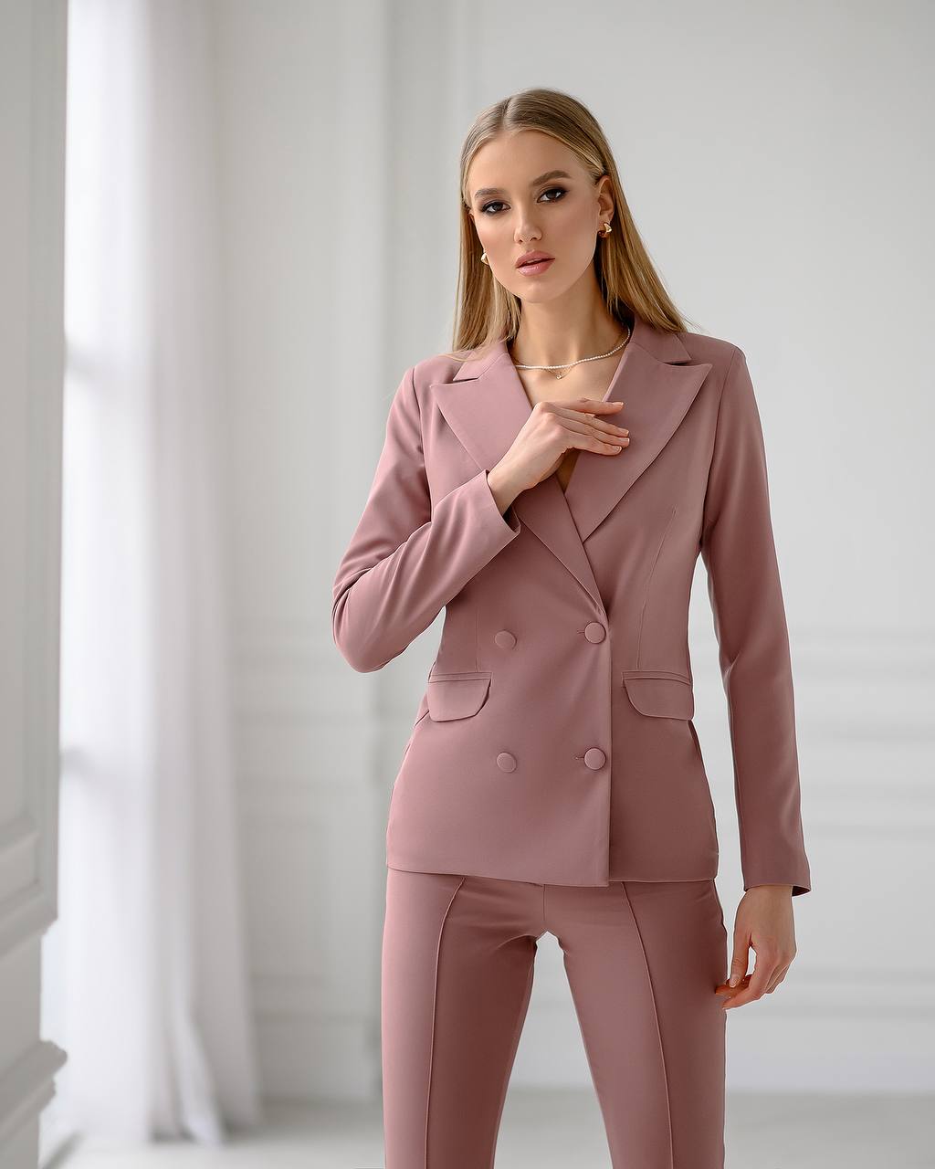 Brown Women Jacket Pants Suit Pantsuit Chic Oficial interview Elegant Cocktail Prom Graduation