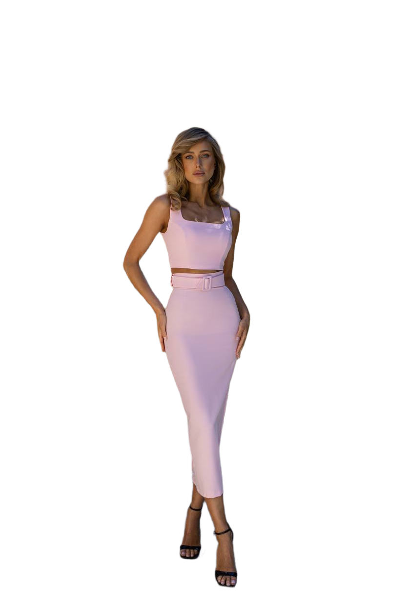 Womens Pencil Skirt and Top Set in Diagonal Crepe