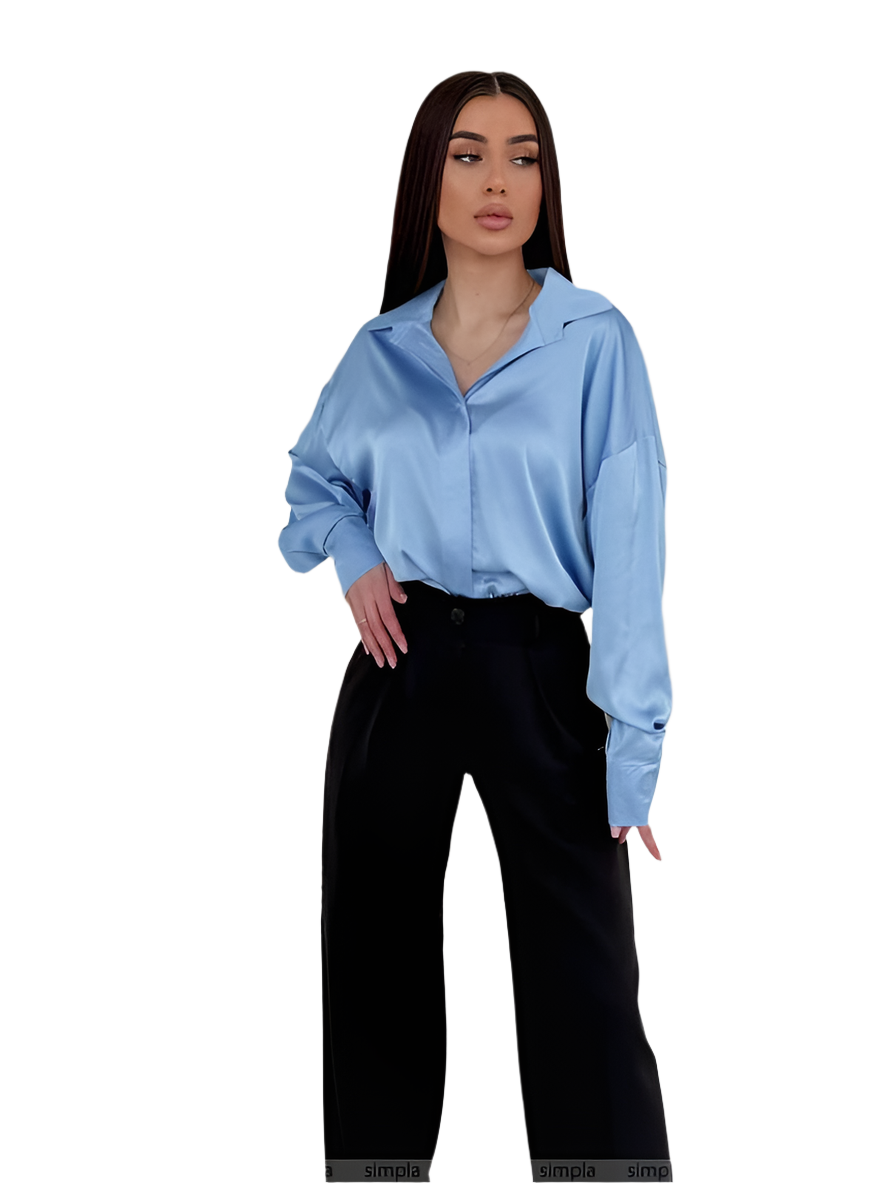 Elegant Light Blue Silk Shirt for Women