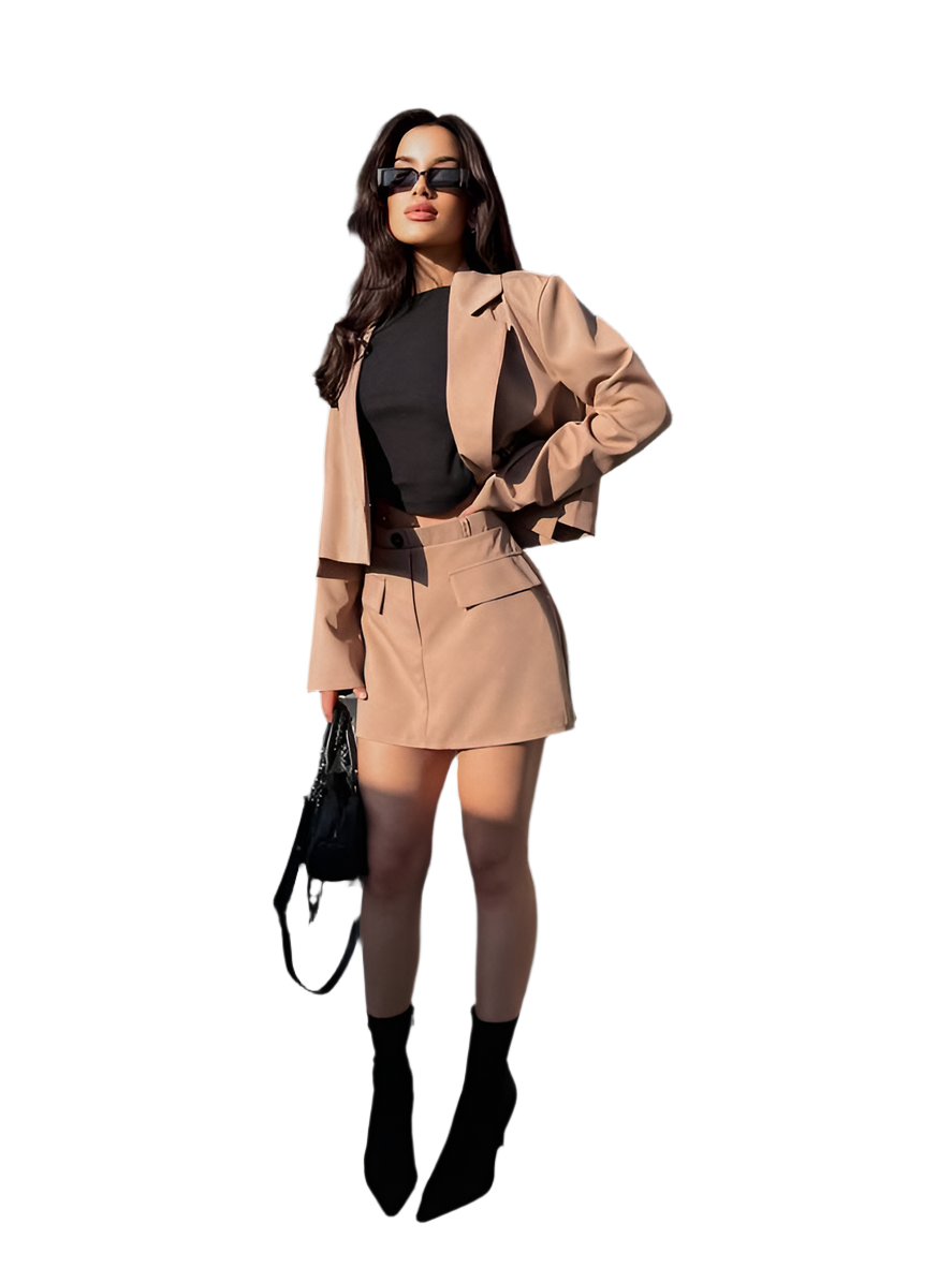 Women 2 in 1 Suit Jacket and Skirt-Shorts Set Elegant and Stylish