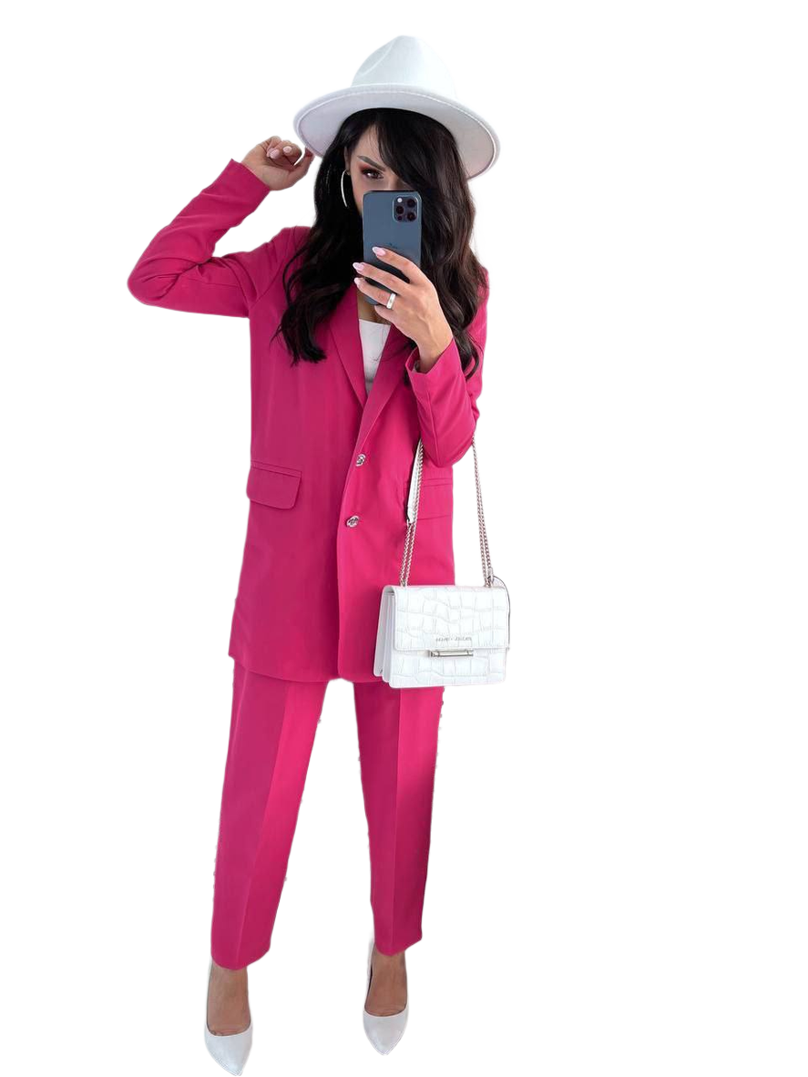 Sancity Women's Two-Piece Suit with Lined Jacket and Elastic Waistband Trousers