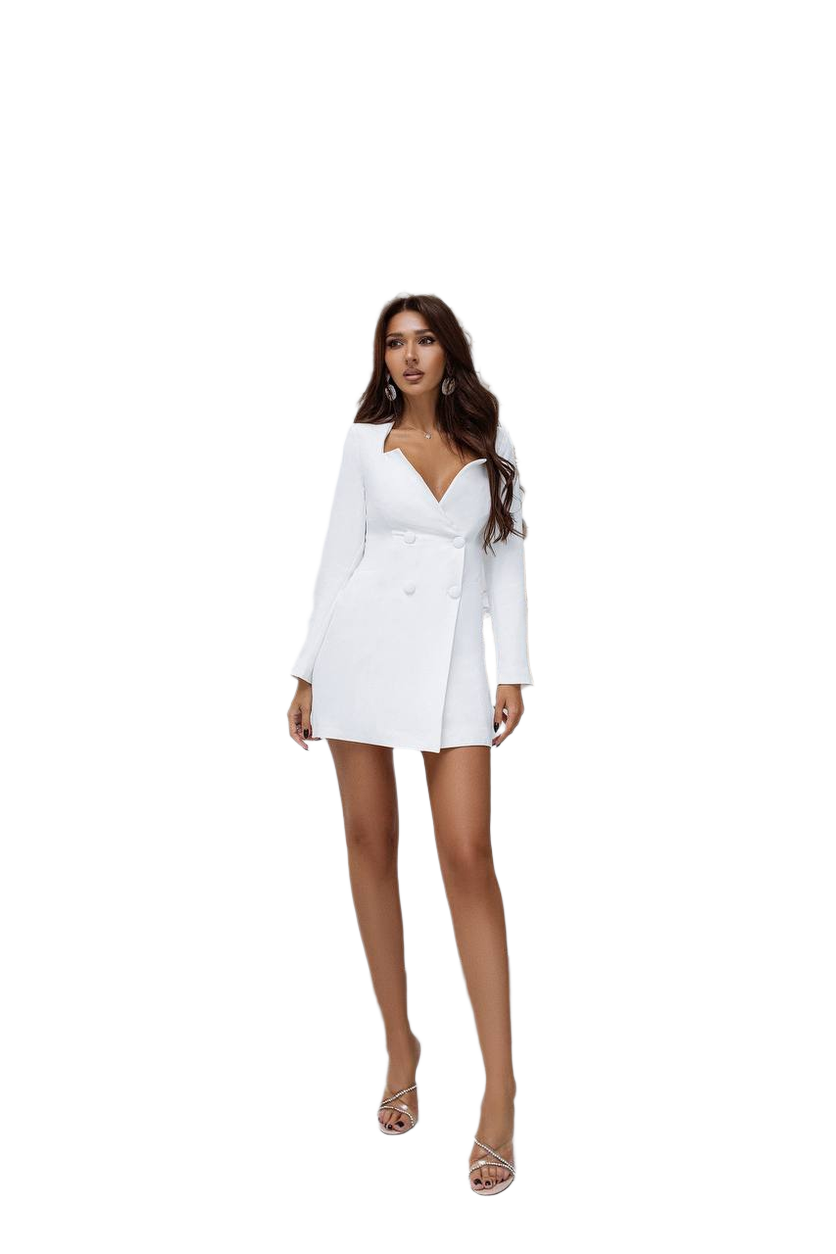 Elegant White Lined Jacket Dress for Women