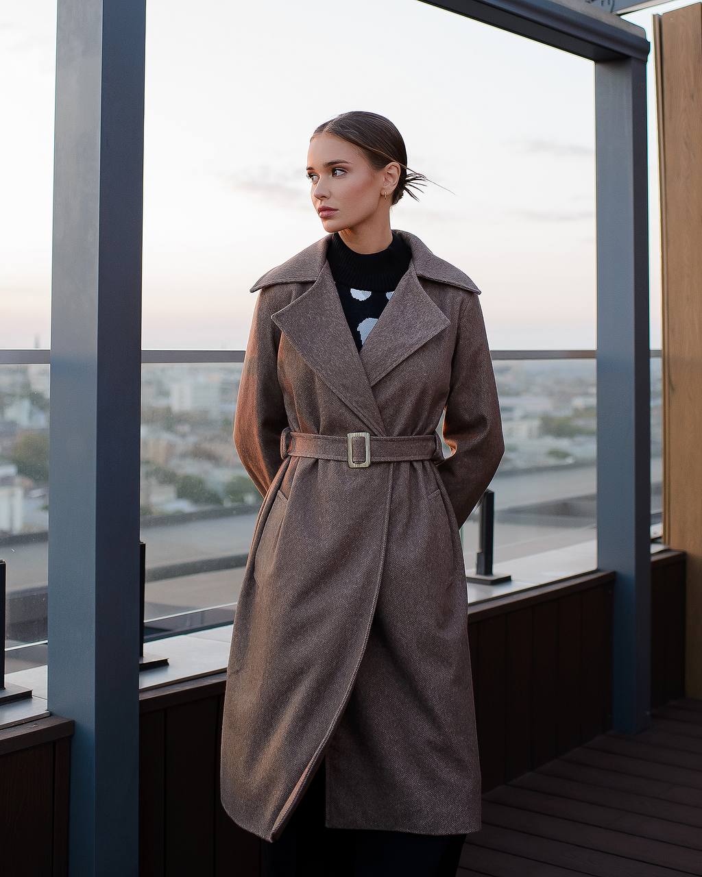 Elegant Wool Coat with Long Length and Belted Waist for Stylish Fall Wardrobe